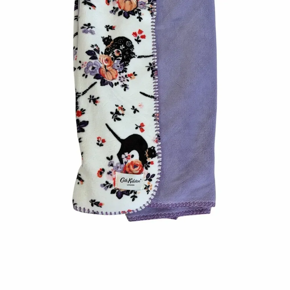 Cath Kidston Reversible Plush Halloween Throw Blanket 50x70 SCAREDY CAT New